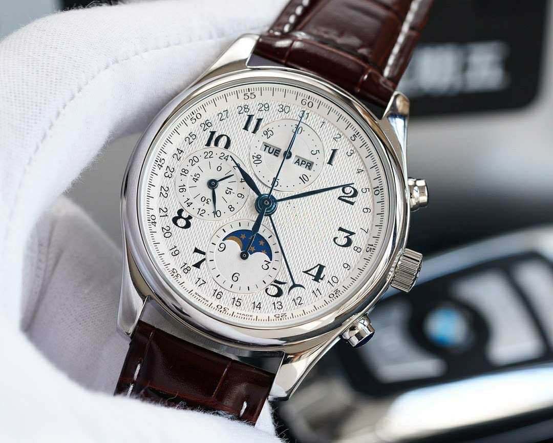 浪家名匠8针月相精钢计时琴男士防水手表全自动机械男表批发代发详情4