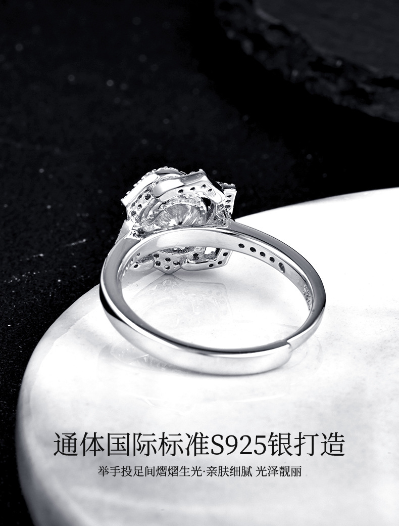 Zhuoheng Select s925 all-silver Moissanite diamond, an imported Moissanite open-mouth ring from the United States, a popular diamond ring live-streamed on Douyin and Kuaishou pic 8