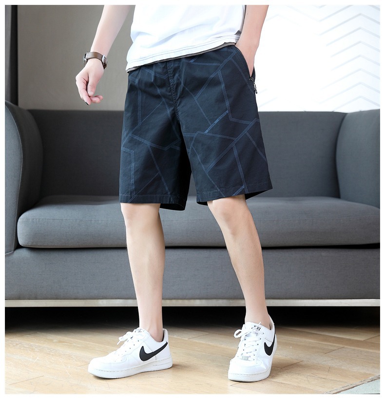 高档男士100%纯棉沙滩裤夏季潮流透气休闲五分裤大裤衩外穿短裤男详情7