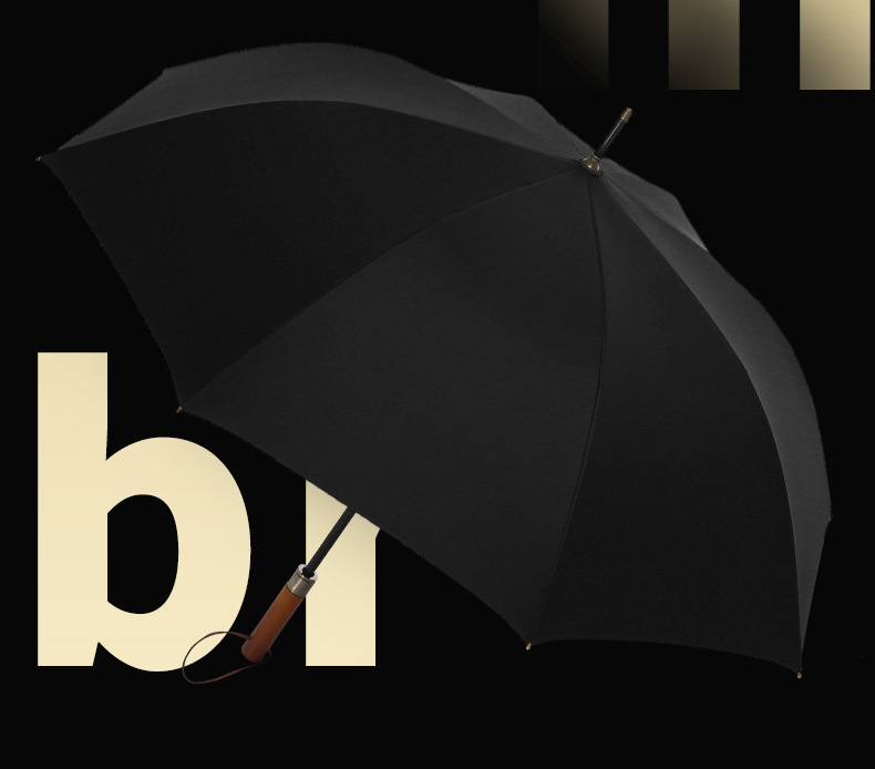 厂家直销高端黑胶木柄伞直杆雨伞男士商务伞高尔夫礼品伞晴雨两用详情4