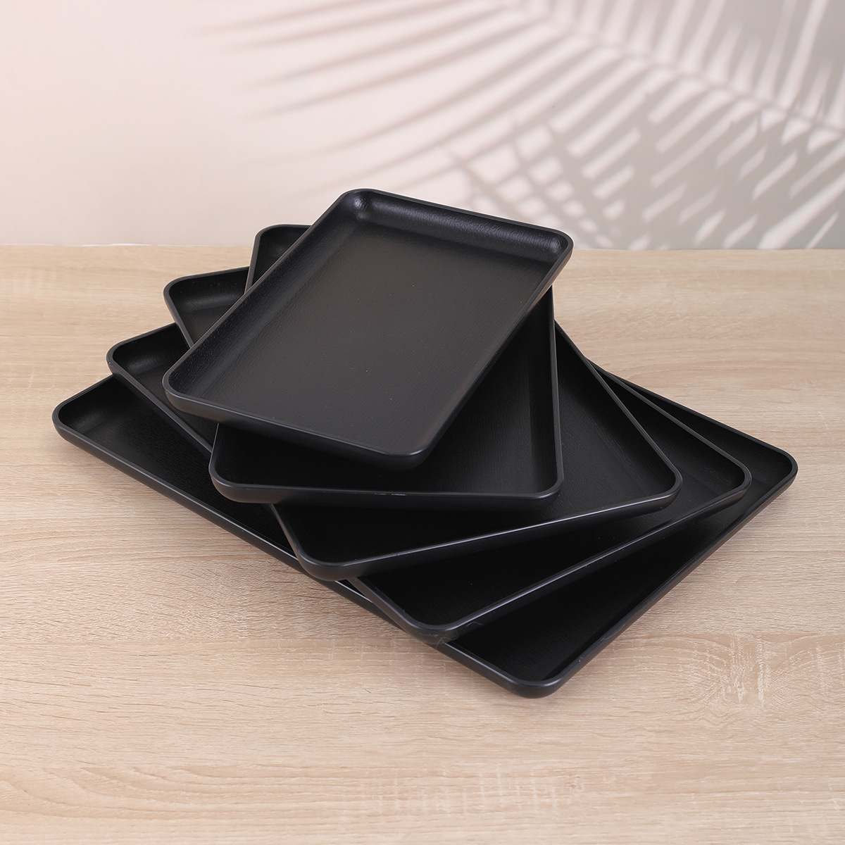 New Korean-style plastic tray, simple pure black square plastic tray, hotel and guesthouse tea tray, canteen food delivery tray pic 3