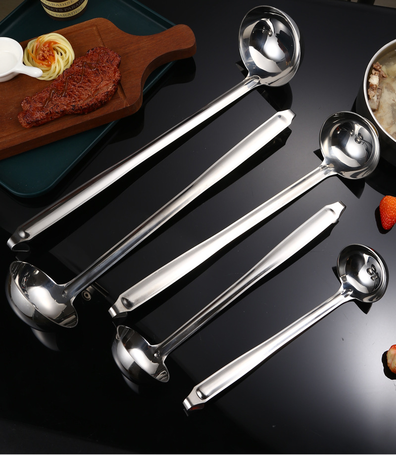 不锈钢带钩汤桶勺加厚加深长柄家用汤勺粥勺酒店安士量勺打酒勺详情15