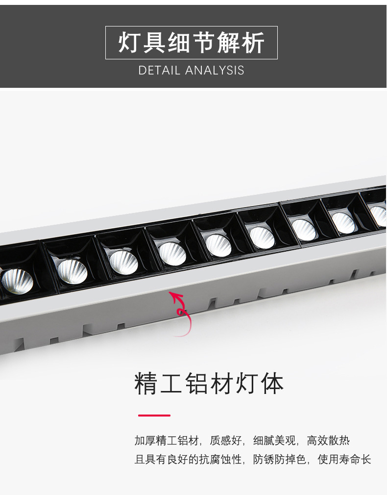 嵌入式格栅线条灯窄边led长条射灯客厅防眩高显洗墙灯超薄无主灯详情22