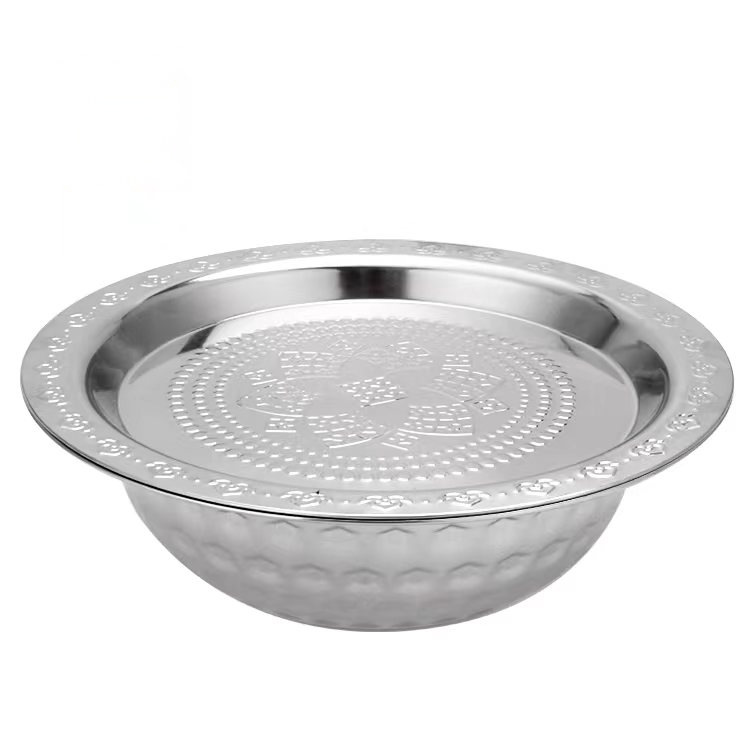 不锈钢钻石盆带盖套装家用大号加厚套盆汤盆厂家批发304餐具礼品详情7