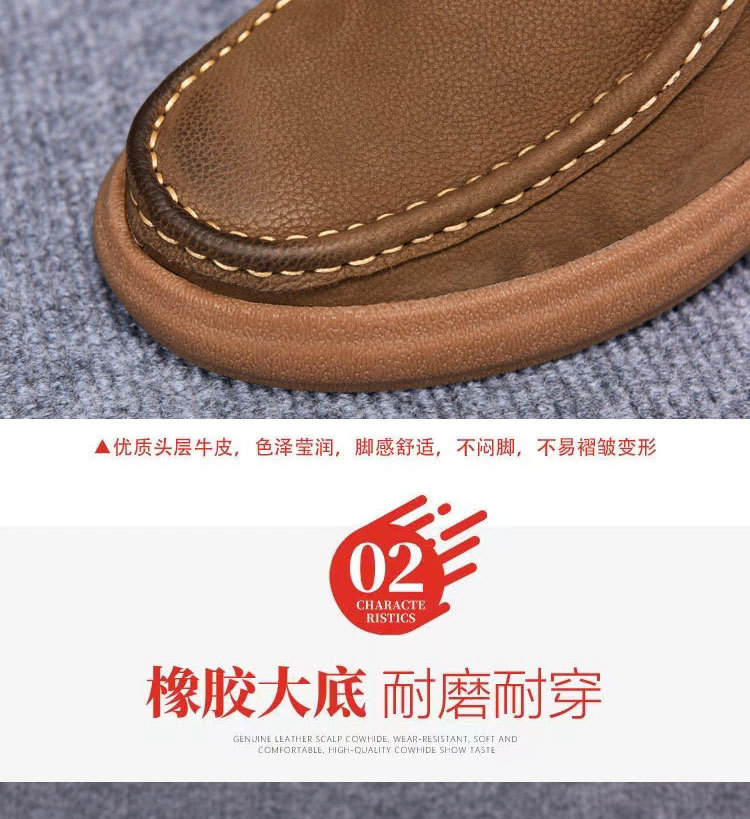 新款单层男士休闲真皮鞋软底软面复古牛筋底耐磨鞋夏季透气乐福鞋详情6