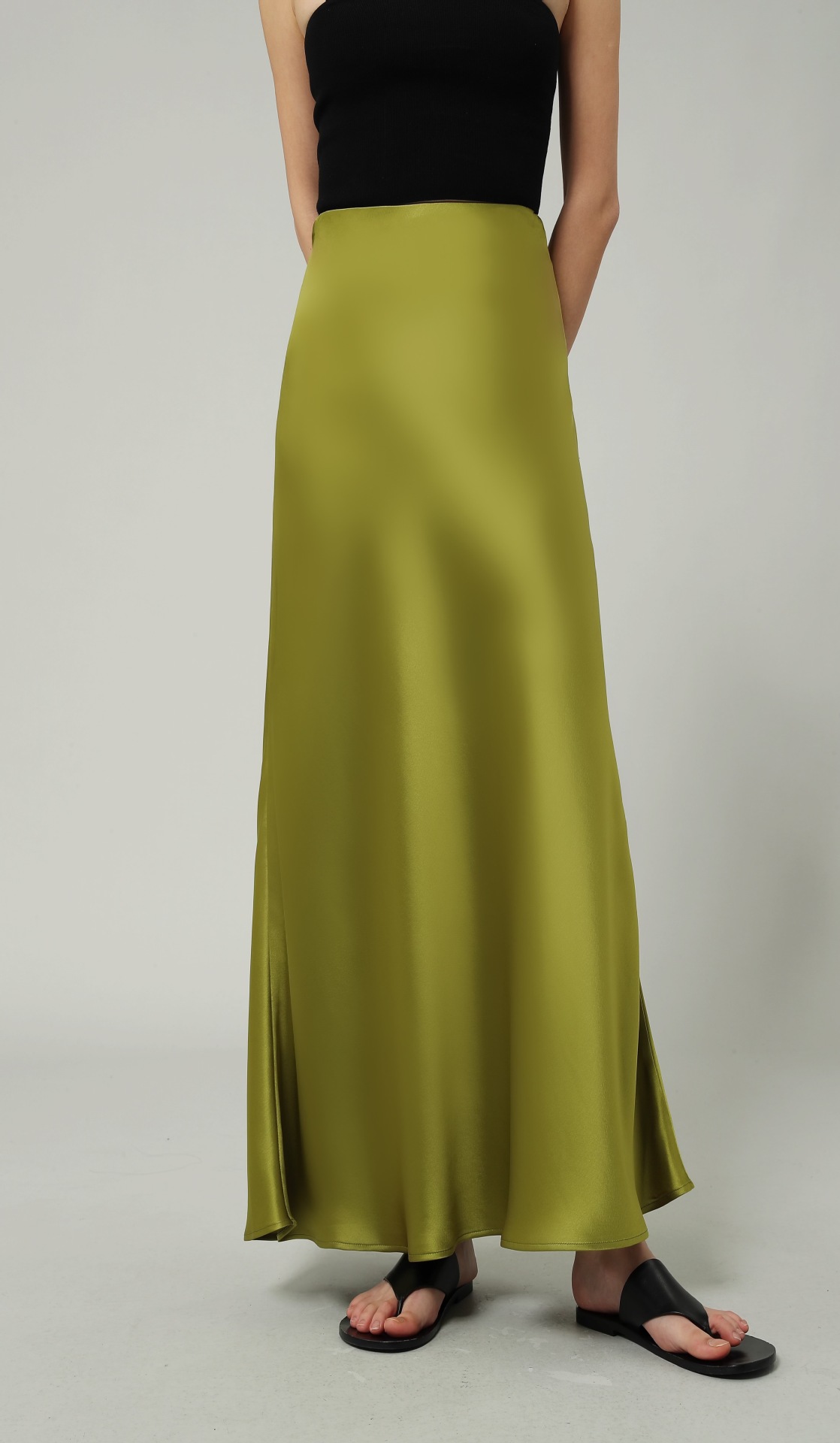 醋酸缎面丝光感柔软垂顺牛筋高腰长款半身裙女2025夏新款飘逸长裙详情8