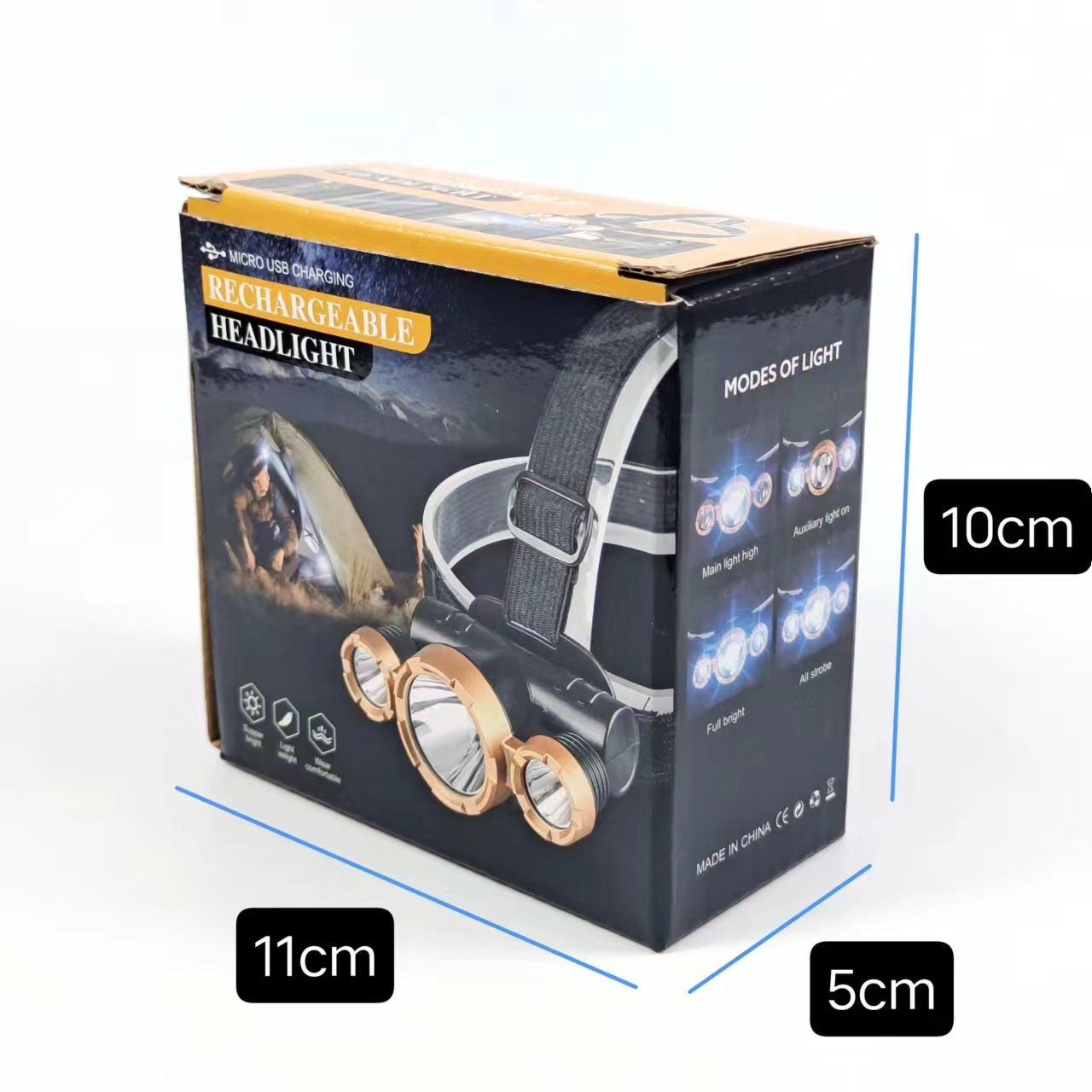 Cross-border high-intensity long-range 5LED headlamp, outdoor portable flashlight, night riding fishing lamp, mining lamp, USB charging pic 12