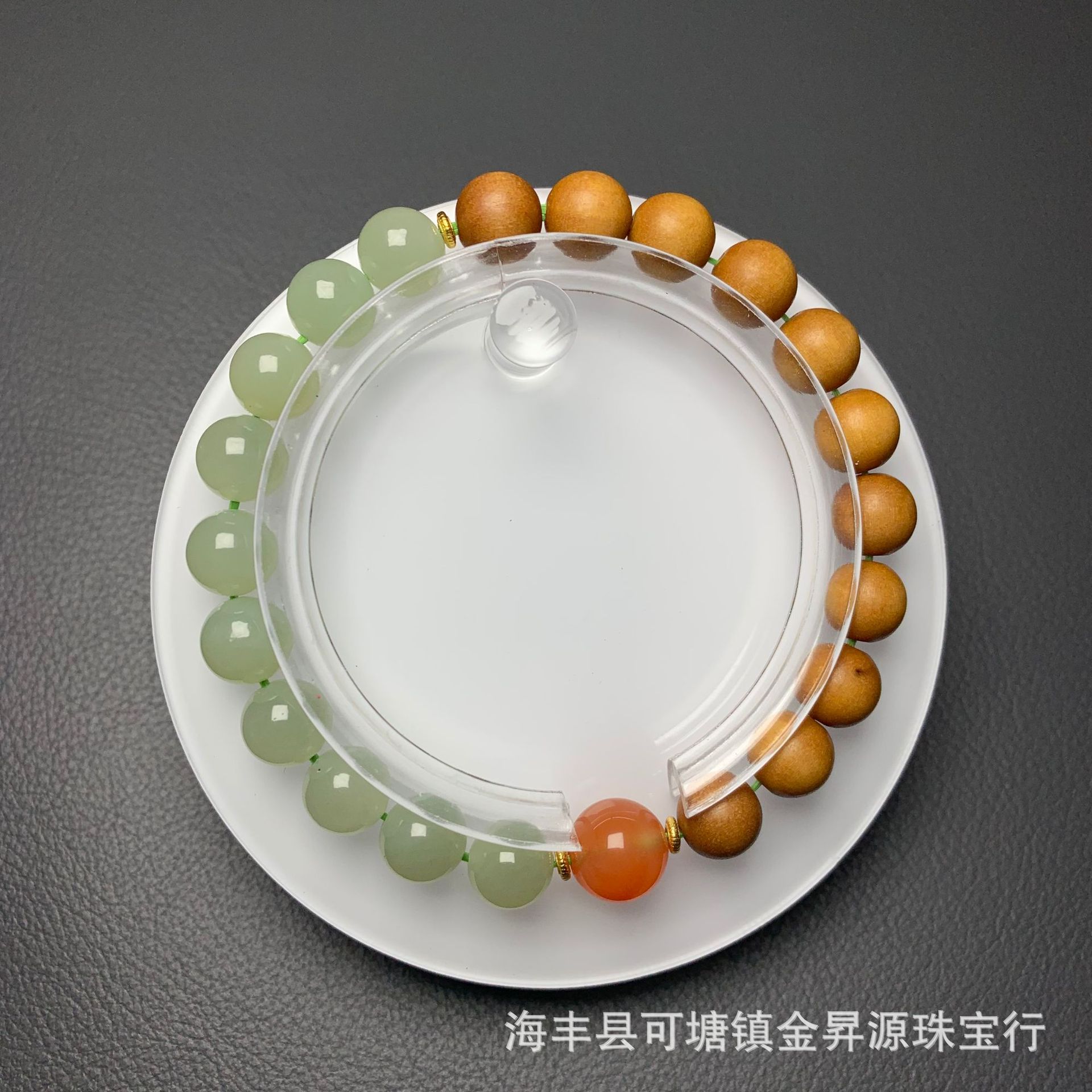天然和田玉手链搭配南红檀木手串文玩串珠设计原创批发直播简约款详情2