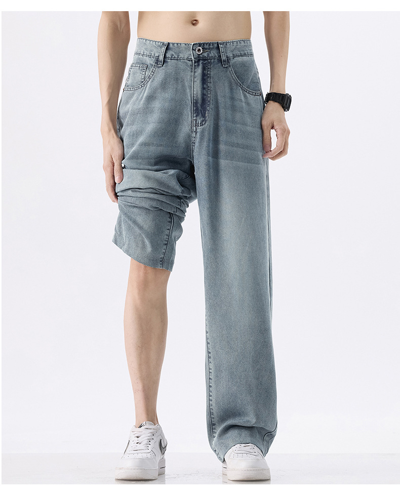 2025天丝牛仔裤男款夏季新款薄款直筒阔腿莱赛尔男士冰丝休闲裤子详情13