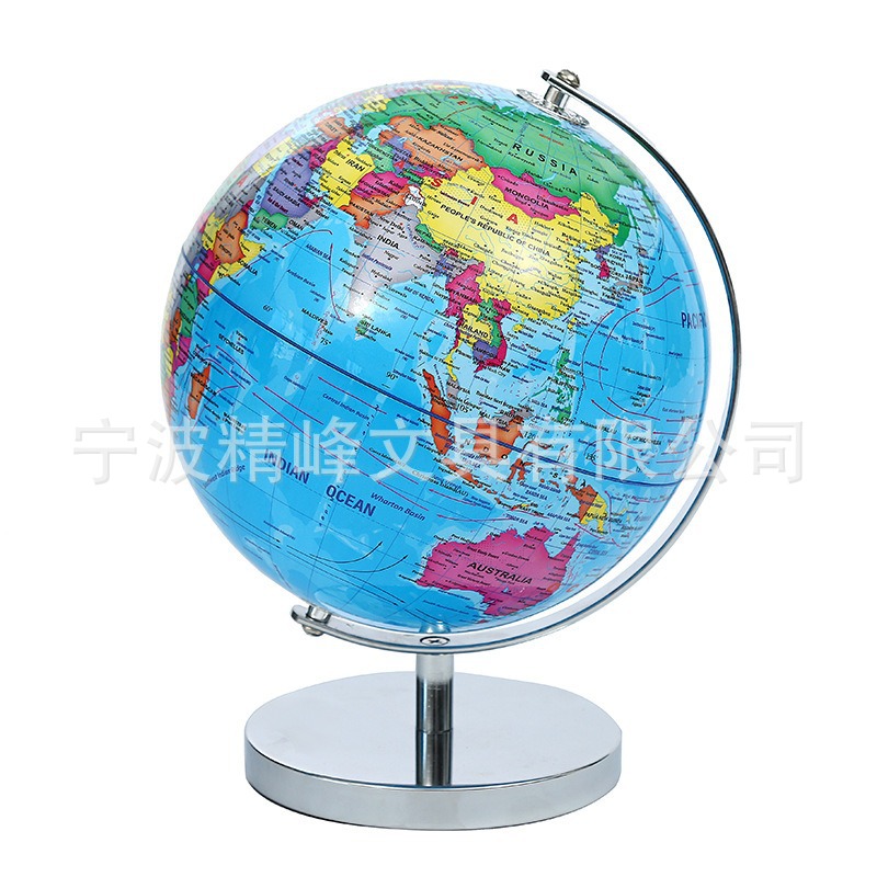 蓝/白地理地球仪 电镀金属支架学生用教学器材中号课堂教材摆件详情5