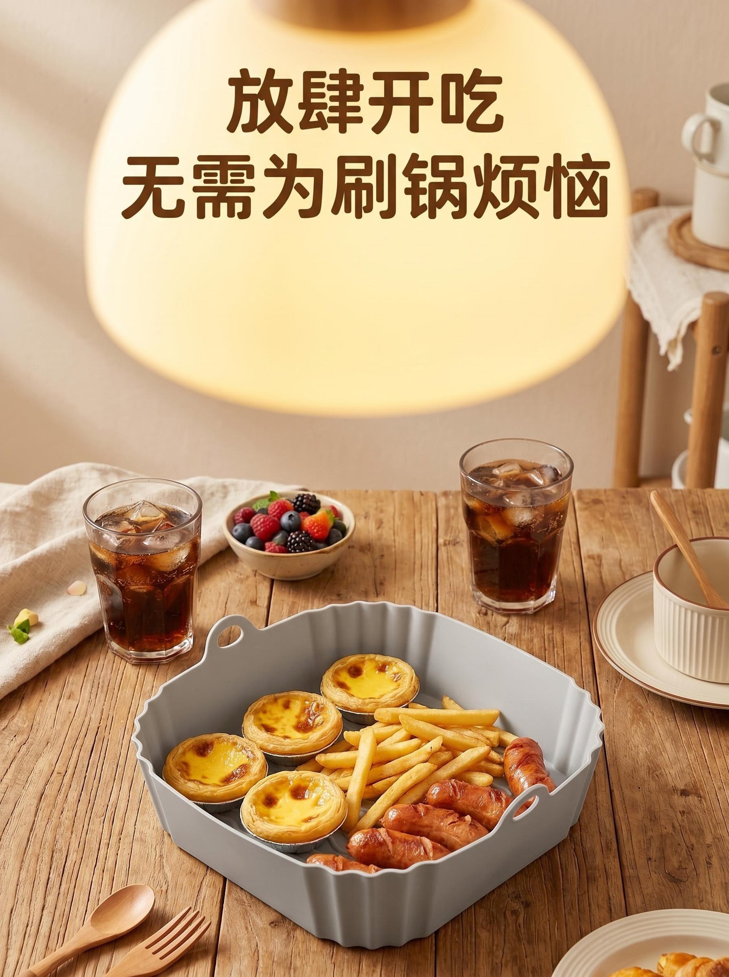 temu跨境空气炸锅硅胶烤盘圆形烘焙烤盘家用空气炸锅硅胶垫详情3