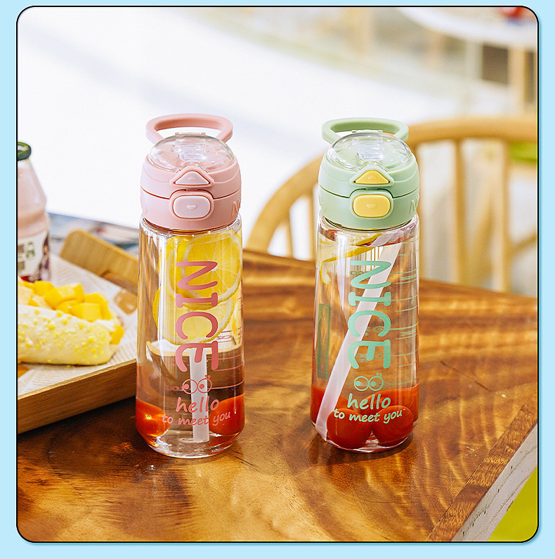 夏季高颜值学生吸管水杯塑料杯防摔便携提手双饮儿童杯户外随手杯详情15