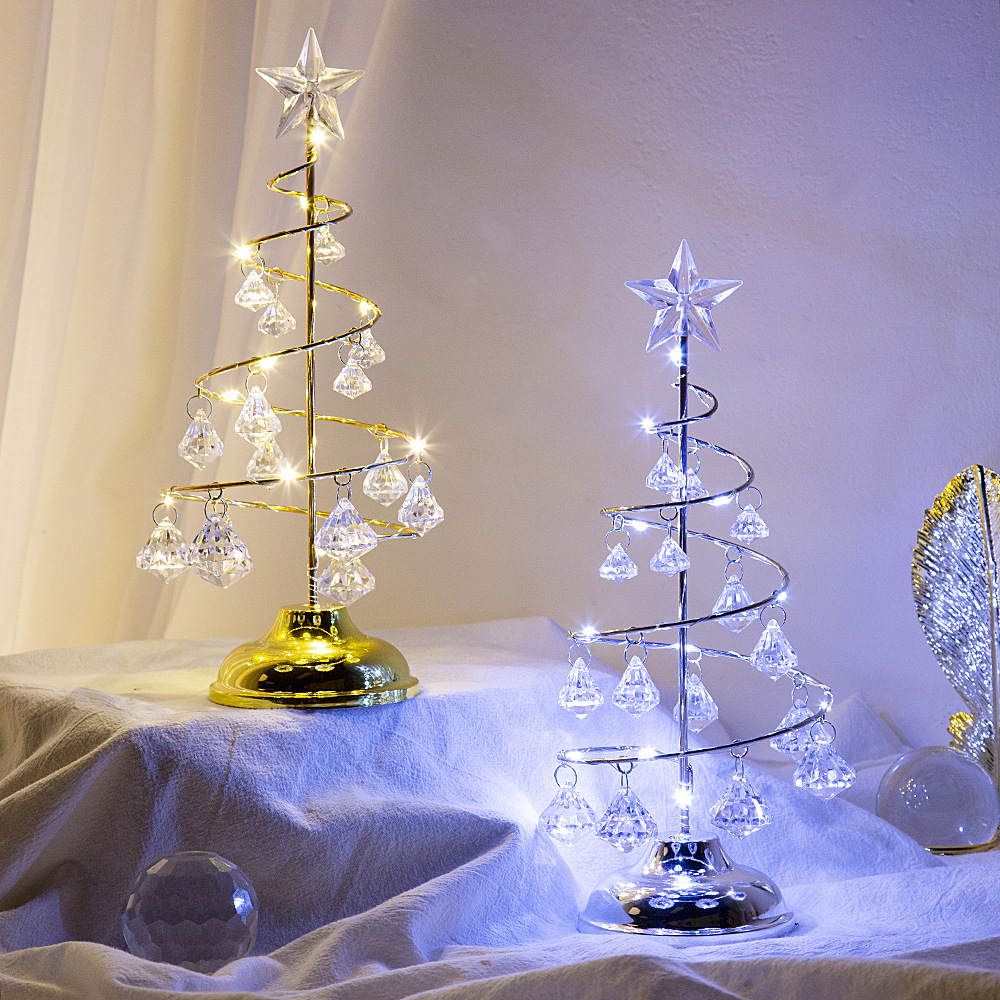 Christmas decorations, gifts, electroplated ironwork trees, LED illuminated crystal Christmas trees, crystal display stands, ornaments, night lights pic 1