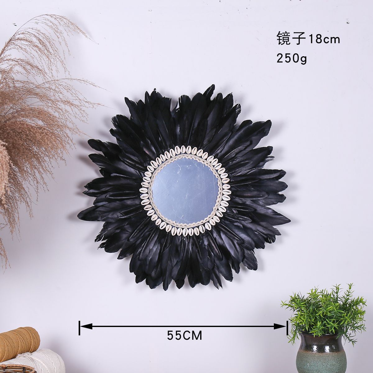 ins羽毛墙面装饰网红遮丑壁饰美容院服装店北欧创意成品床头客厅详情8