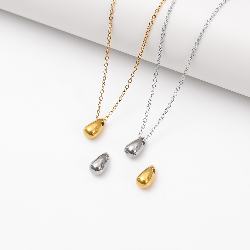 Korean simple water drop pendant titanium steel necklace for women, a niche European and American light luxury high-end feel, a trendy collarbone chain accessory pic 7