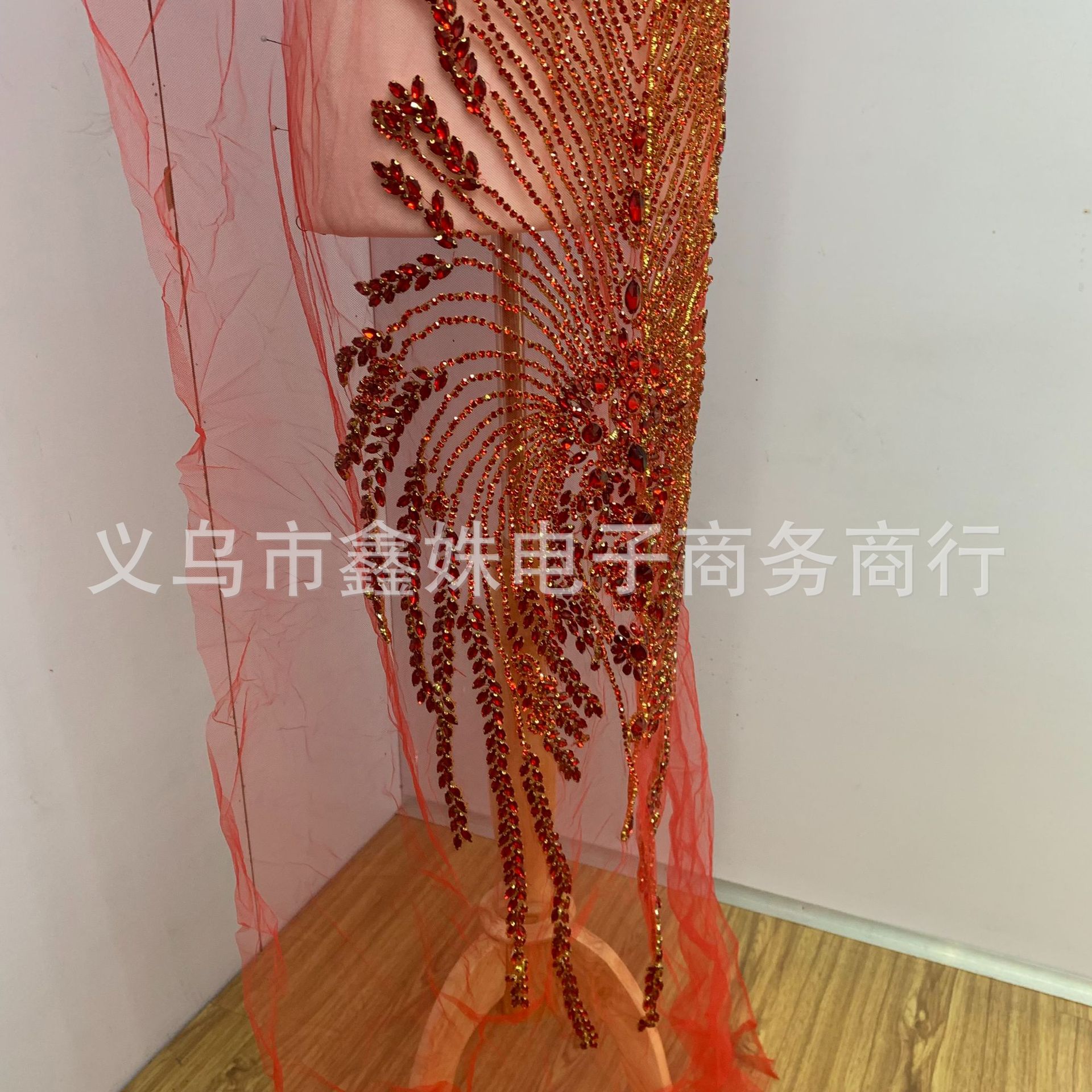 Red large-sized, super-heavy, luxurious large diamond, hand-stitched beads, luxury wedding dress and evening gown, glass rhinestone cut pieces, clothing accessories pic 16