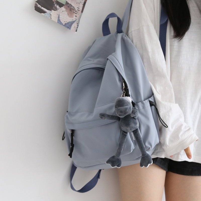 NR森系百搭纯色双肩包男书包女大学生韩版高中背包女双肩大小款详情32