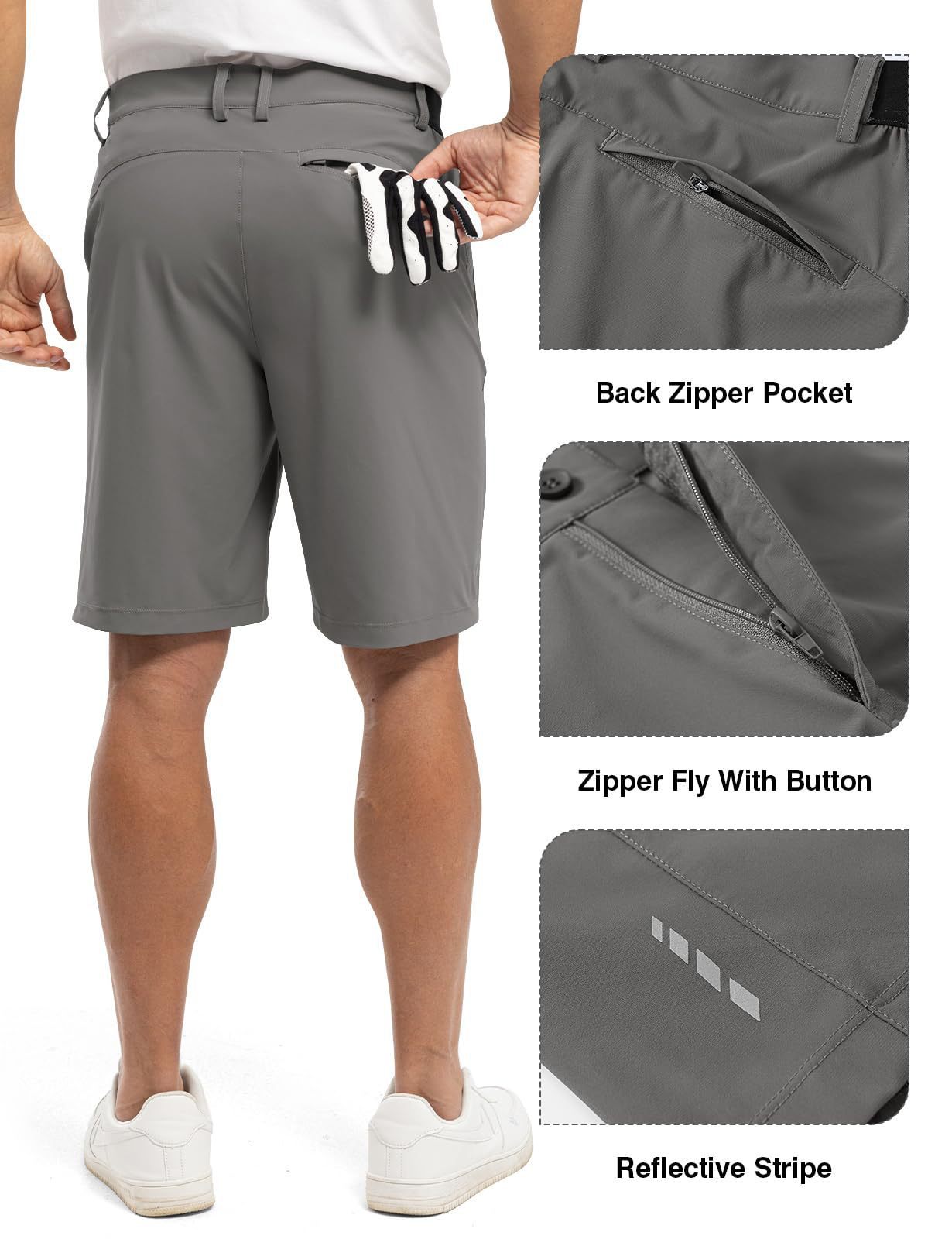 跨境爆款夏季男士纯色休闲户外短裤宽松健身高尔夫五分裤详情9