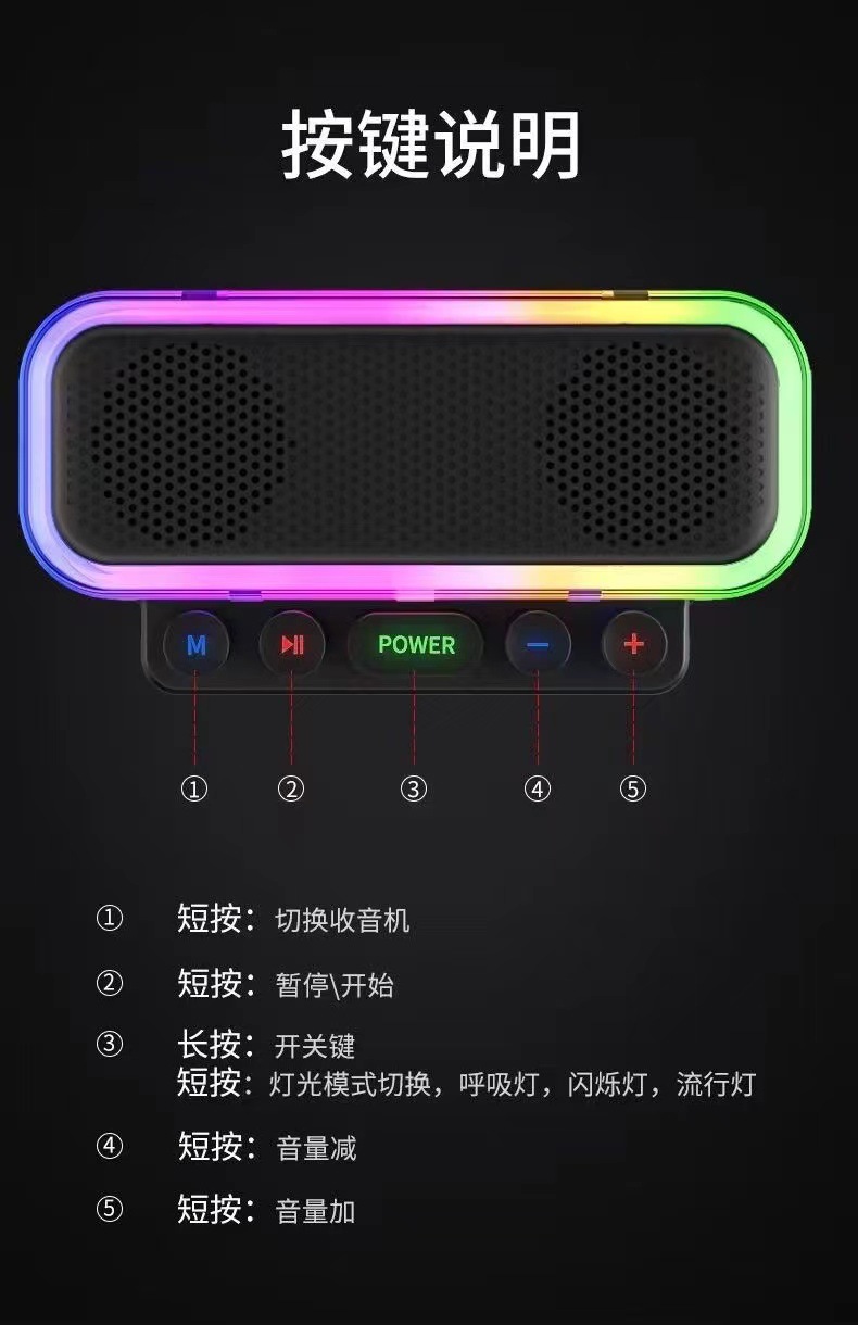 跨境新款Z6无线桌面蓝牙音响多功能大音量便携式户外低音炮小音箱详情13