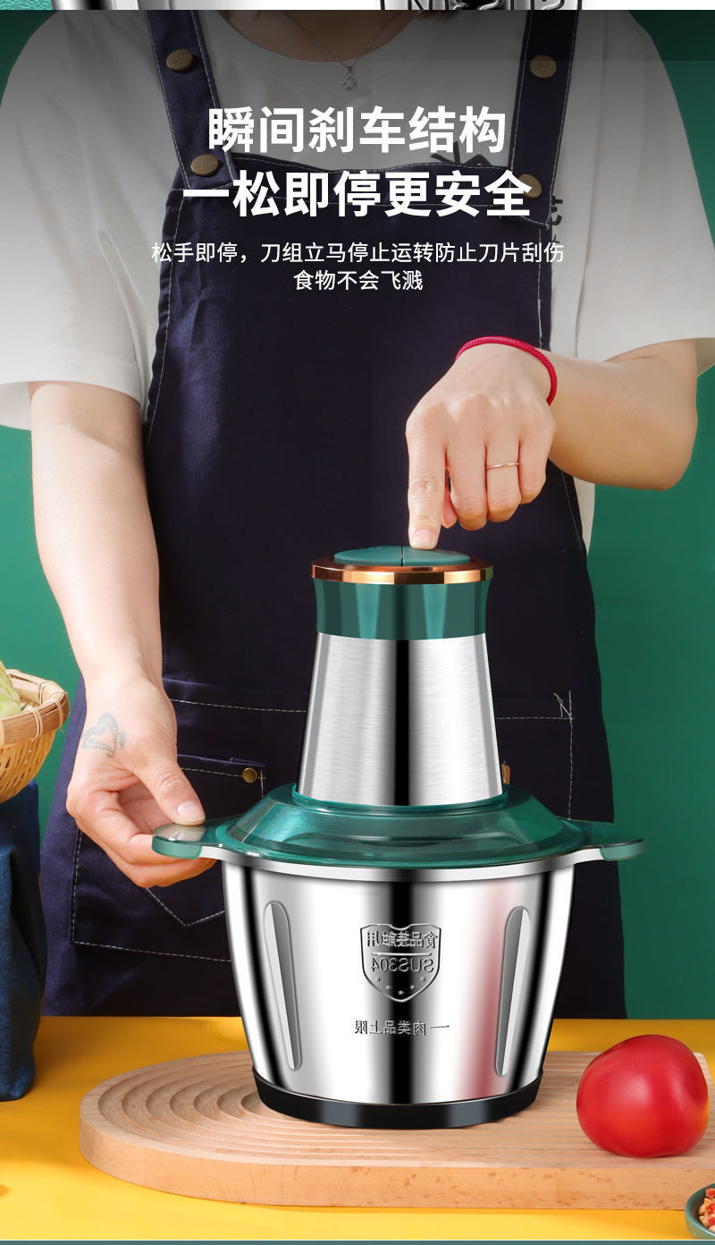 110V European and British standard 2L, 3L blender, small stainless steel electric garlic grinder, household meat grinder pic 8