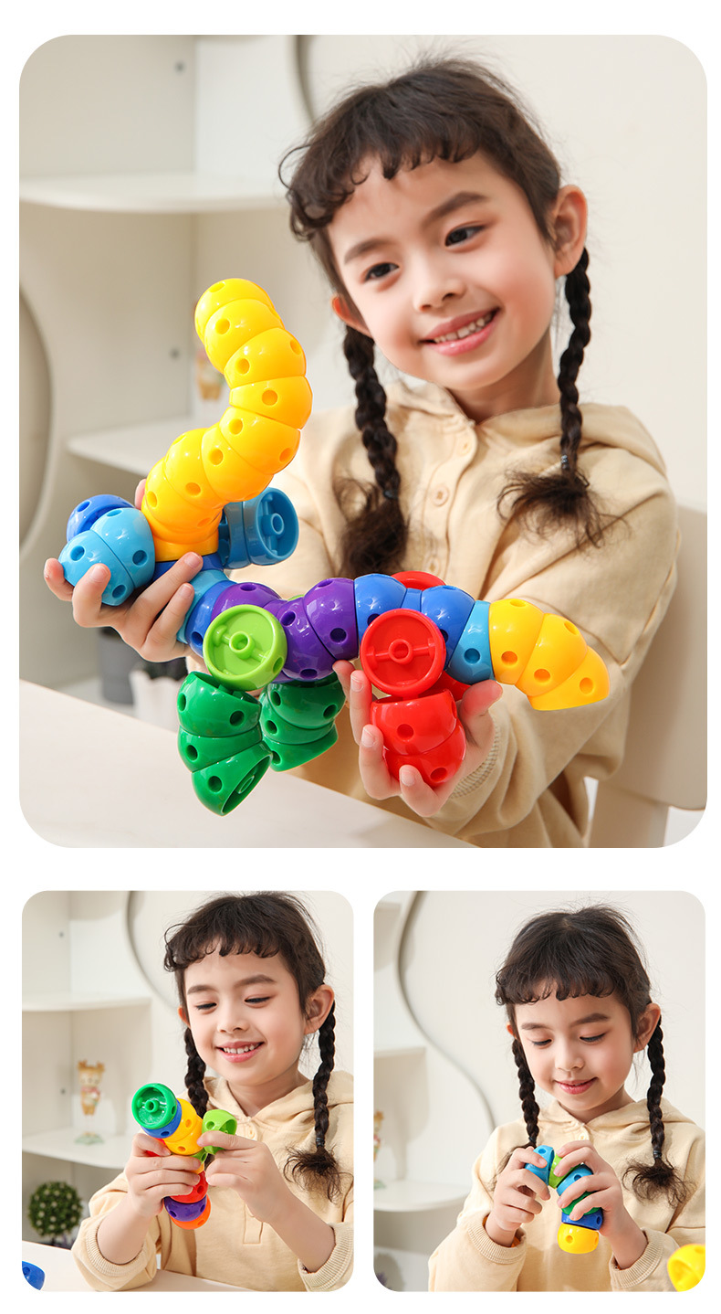 童才百变扭扭虫毛毛虫儿童宝宝早教幼儿园益智玩具颜色认知积木详情14