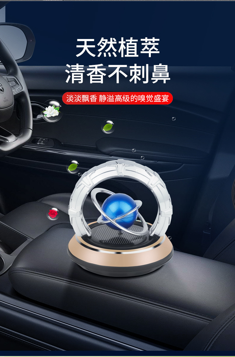 2025 New solar-powered car fragrance, rotating planet, Galaxy globe, car perfume, decorative fragrance pic 6