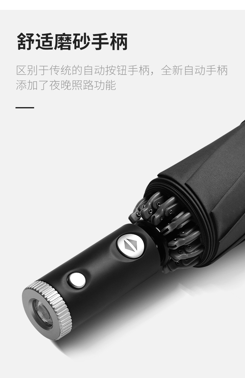 创意全自动三折反向雨伞反光条LED伞加印logo广告伞印字一件代发详情16