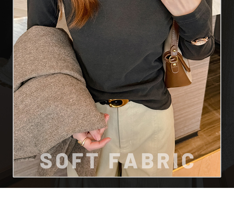 严选正肩打底衫女2025新款微米椰绒秋冬季打底内搭长袖高级感上衣详情7