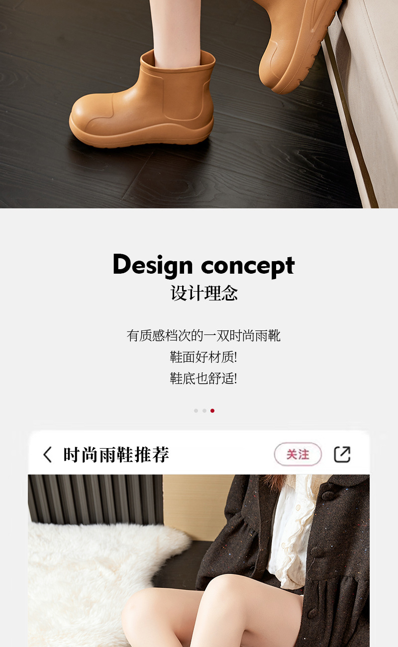 跨境时尚雨鞋女保暖水鞋子EVA软底防滑厨房胶鞋外穿百搭防水鞋女详情5