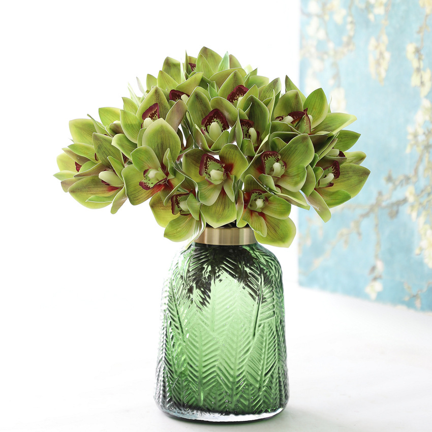 Hui LAN Flower Art: 6-head 3D printed hand-held fabric orchid bouquet, wedding decoration, hand-held bouquet, home simulation flower art, simulation plant orchid flower accessories pic 12