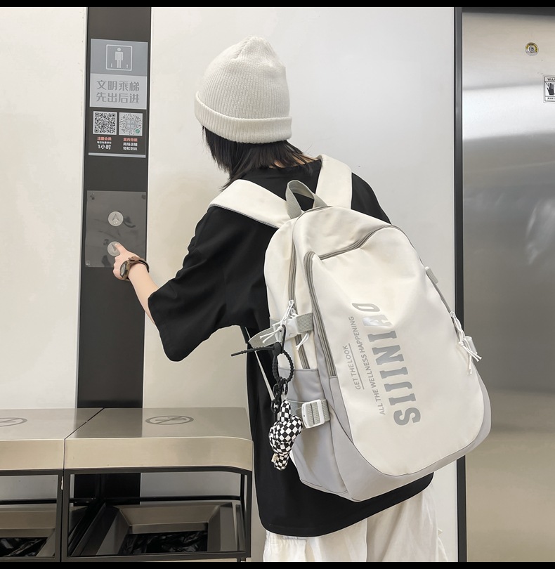 韩版新款书包女高中生日系简约初中生双肩包男初中大学生电脑背包详情18