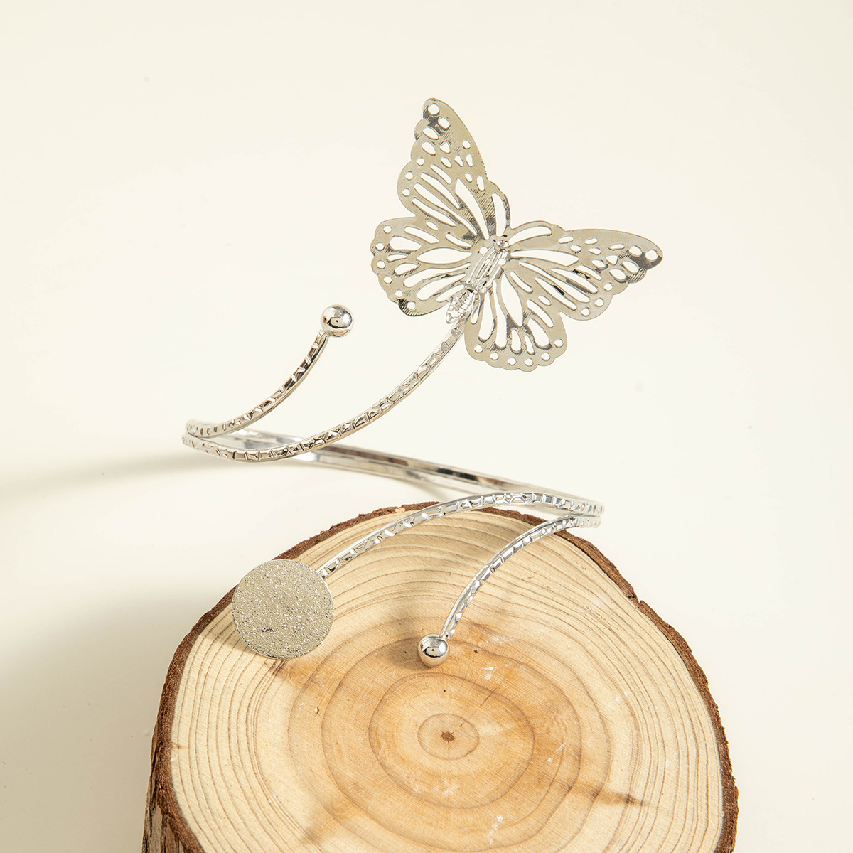 亚马逊跨境个性冷淡风海星手臂镯线条计感蝴蝶环形开口臂镯女详情34