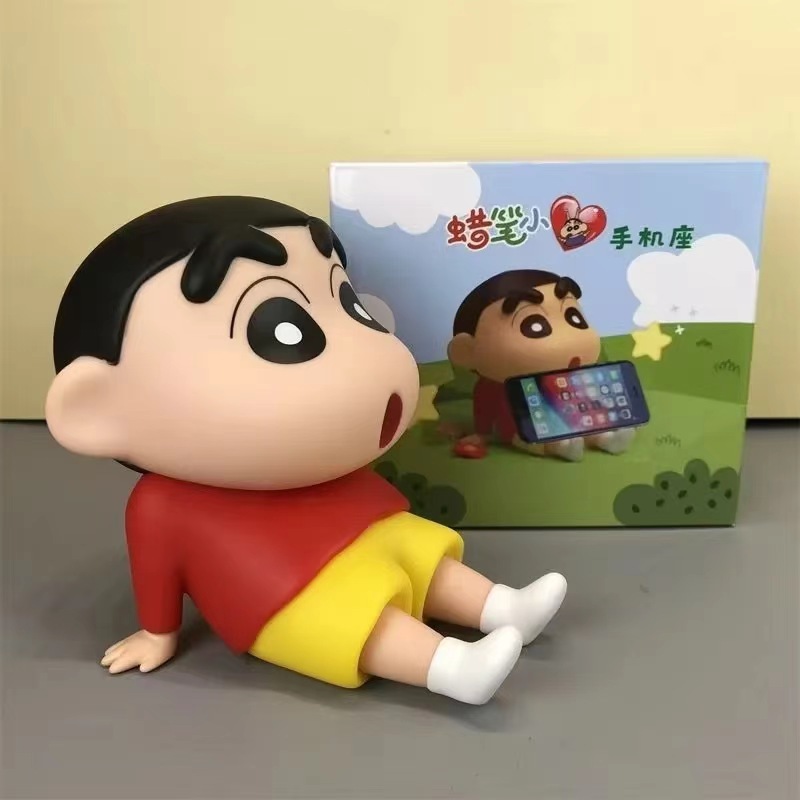 Crayon Shin-chan cute anime lazy person cartoon stand, phone stand, figurine, trendy toy tablet, desktop decoration pic 6