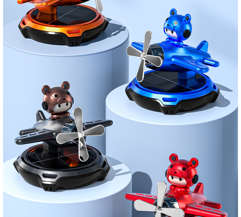 Solar-powered car rotating perfume helmet bear car aroma diffuser, airplane interior aroma decoration items, ornaments, light fragrance pic 26