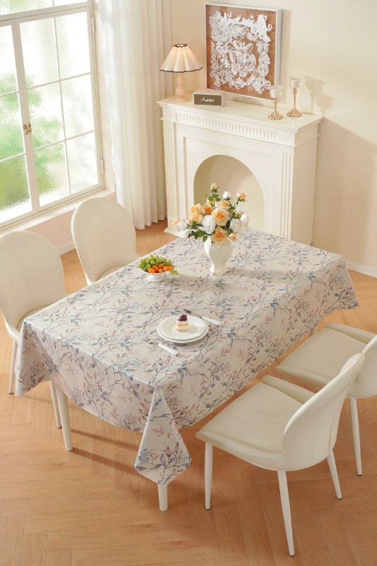 TPU faux linen printed rectangular tablecloth, no-wash, waterproof, oil-proof, heat-resistant, light luxury dining table and coffee table fabric home tablecloth pic 7
