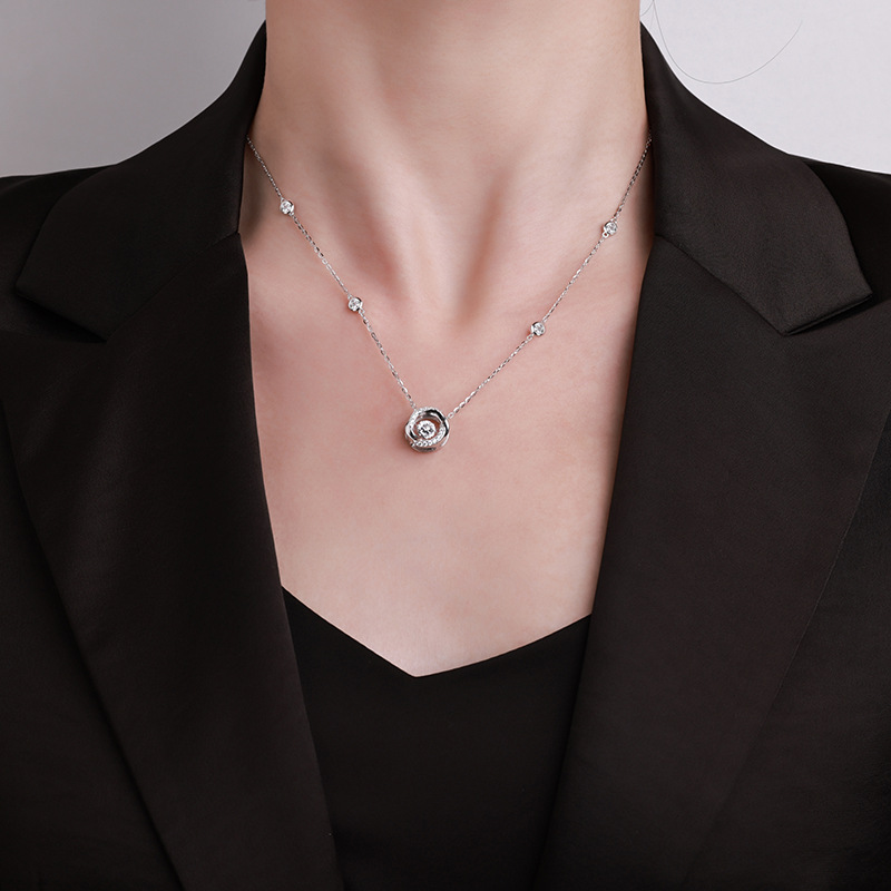 Pure silver necklace for women, 2026 new three-second heartbeat collarbone chain, light luxury and niche design sense, the same style of necklace pic 8