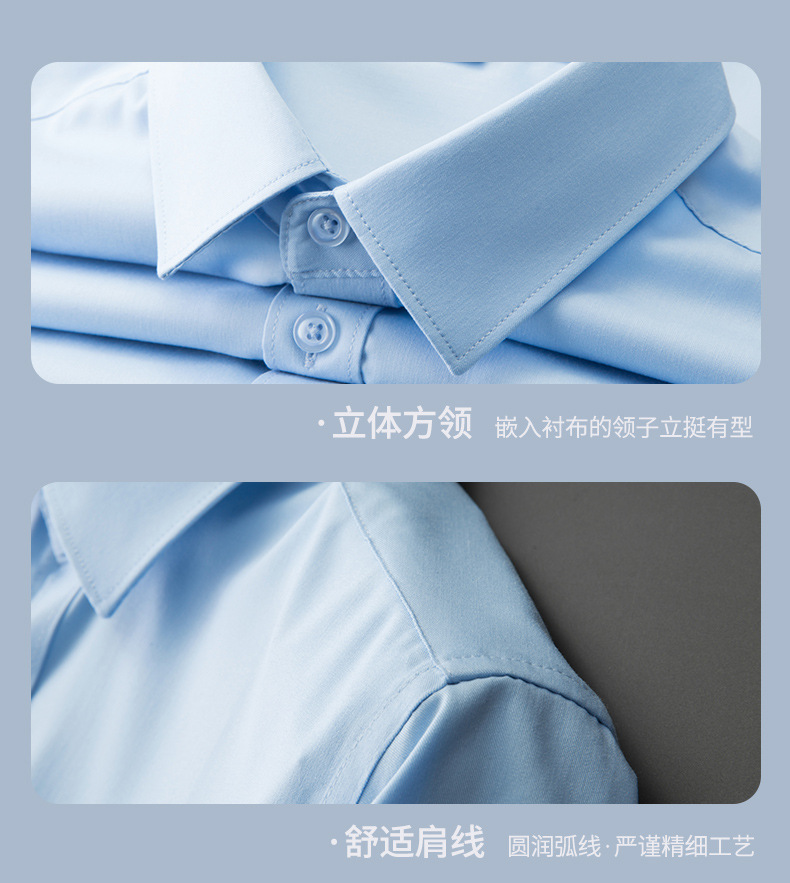 Modal short-sleeved shirt for men, summer stretch wrinkle-free business casual top, new summer commuter shirt pic 10