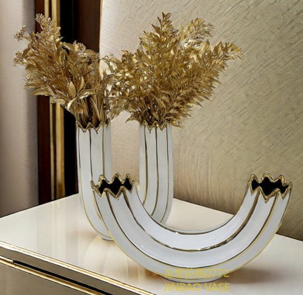 Nordic creative ceramic vases, rotating aesthetic ornaments, high-end living room entrance hall tabletop, dining table, dried flower decorations pic 11