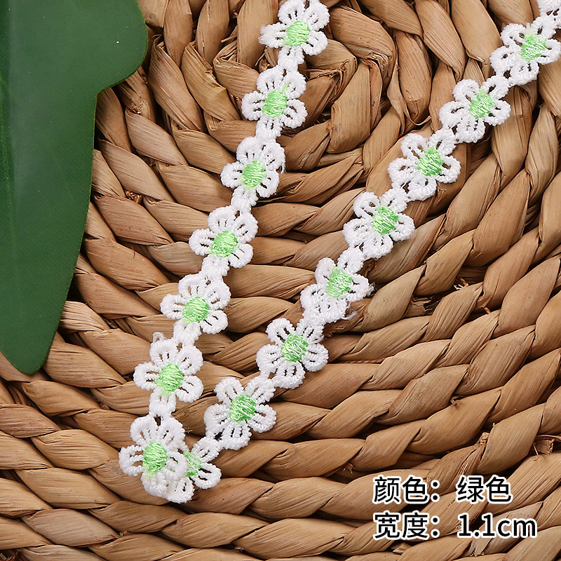 1.1CM 5-petal multi-color chrysanthemum milk silk lace and colorful embroidered lace factory for sale pic 7