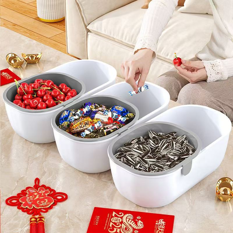 家用 果盘 嗑瓜子糖果水果收纳厨房淘米双层分隔沥水篮懒人零食盒详情16