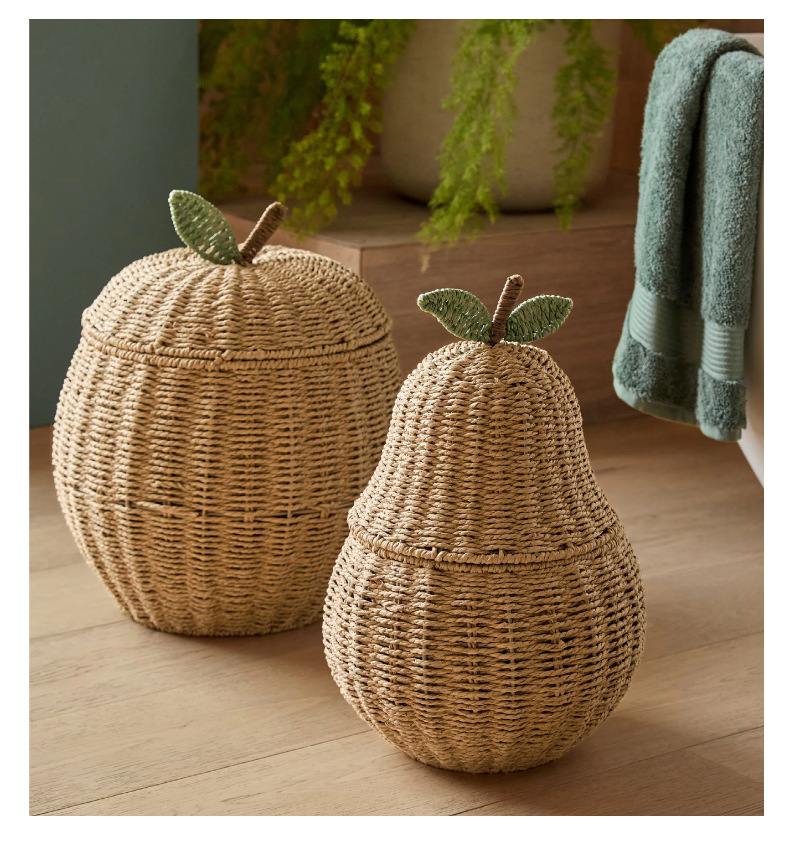 批发手工编织收纳篮雪梨水果款储物筐整理框桌面杂物篮家居装饰篮详情21