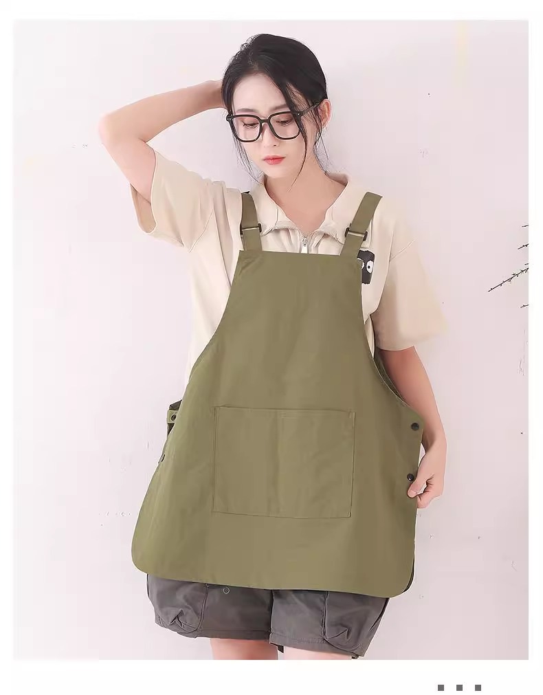 新款工装围裙日式防泼水男女罩衣厨房家用咖啡店工作服可印字批发详情20