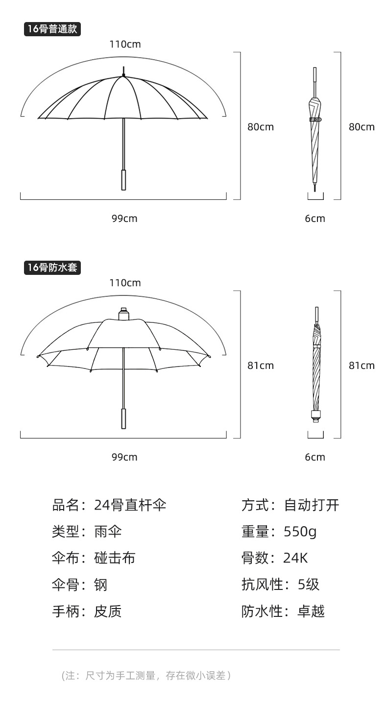 直杆24骨雨伞女高级感自动大号长柄大伞晴雨两用批发男商务印logo详情15