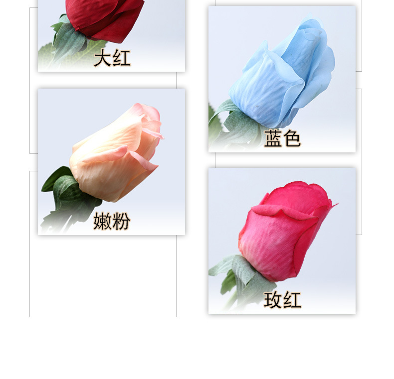 玫瑰手感保湿花苞仿真花家居装饰婚庆手捧花假花跨境批发高仿真详情17
