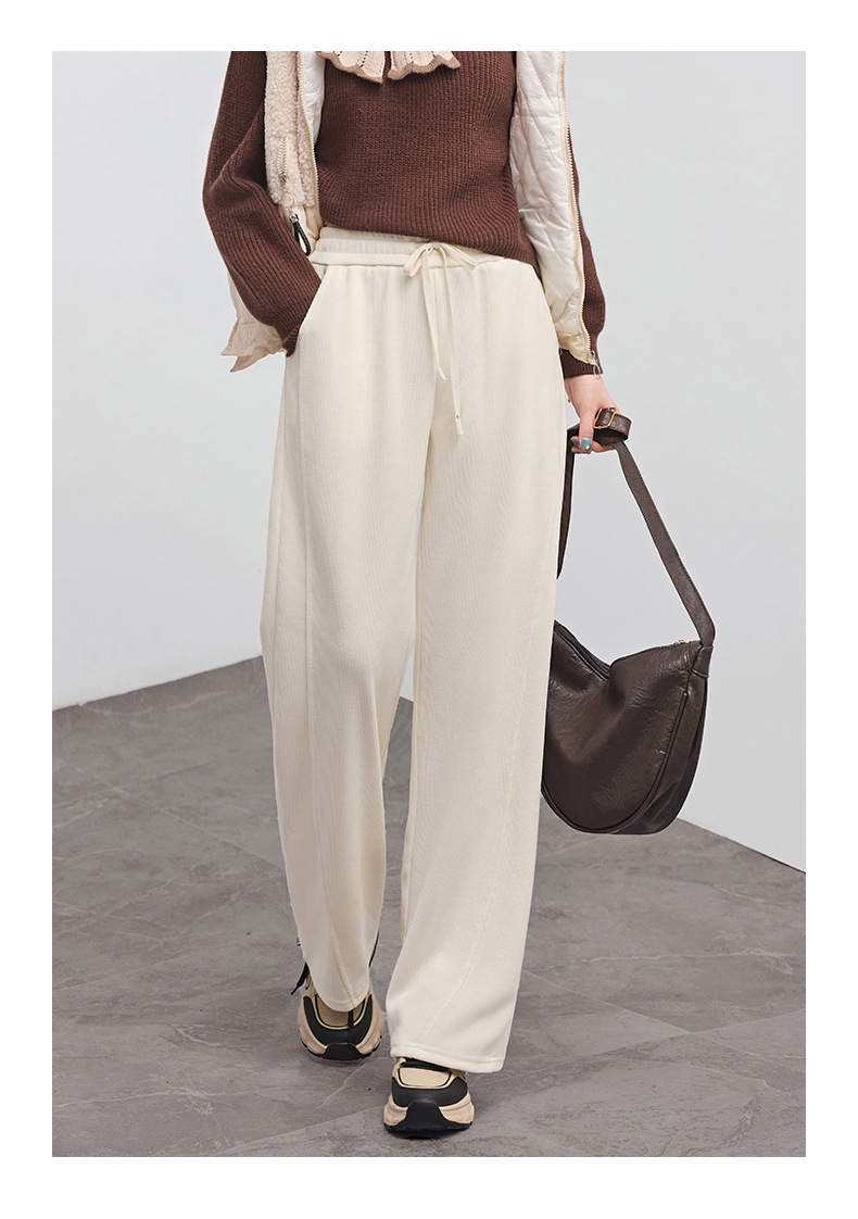 欧棉绒窄版阔腿裤女秋冬2025新款休闲高腰显宽松瘦垂感款式直筒裤详情11