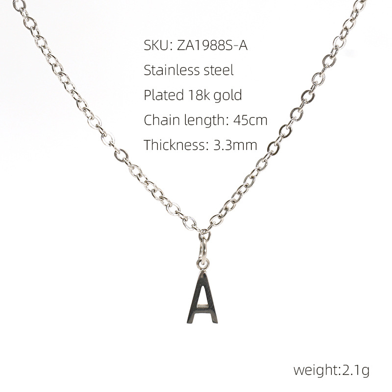A new cross-border stainless steel necklace with 26 English letters from Europe and America, featuring a fashionable and simple letter pendant and collarbone chain pic 4