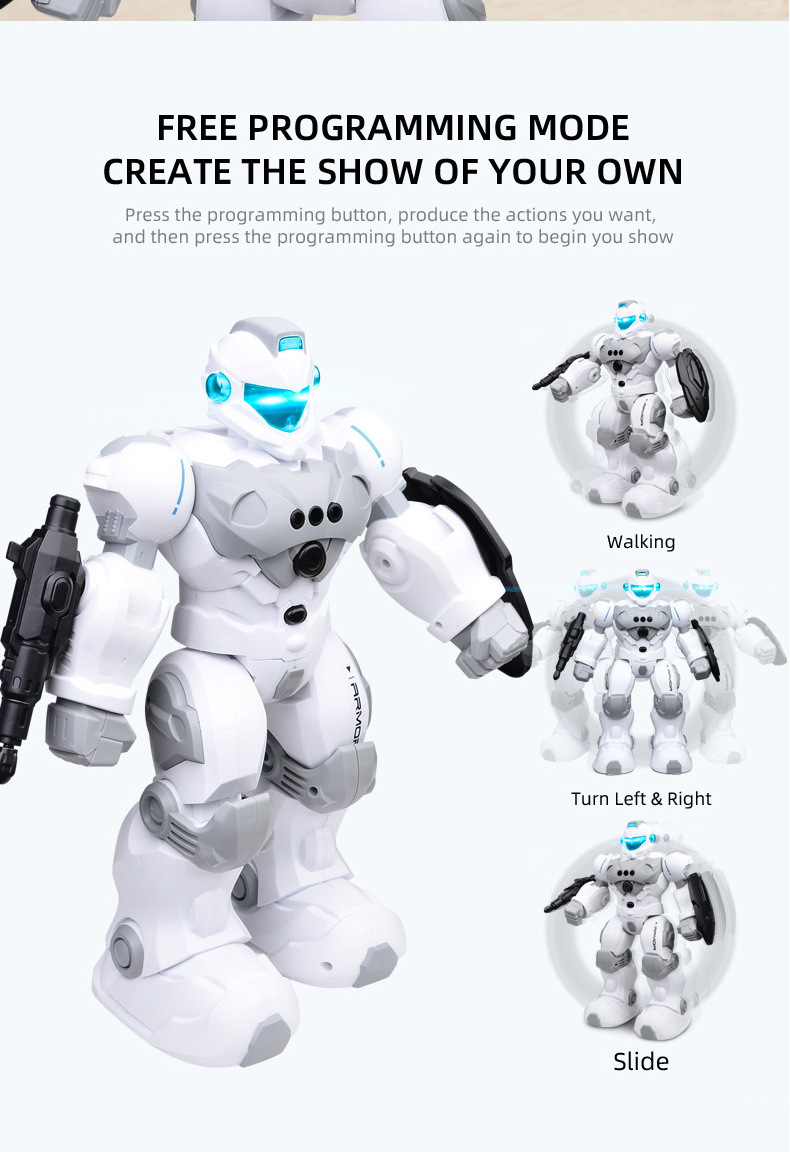 New cross-border programmable robot toy 2.4G wireless remote control gesture-sensing sound and light intelligent police model pic 11