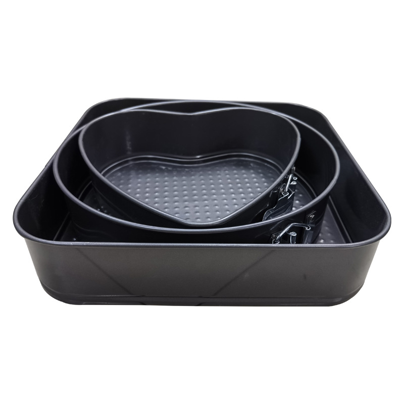 锁扣不粘蛋糕模具慕斯卡扣碳钢盘烘焙工具圆形带扣活底模方心圆详情1