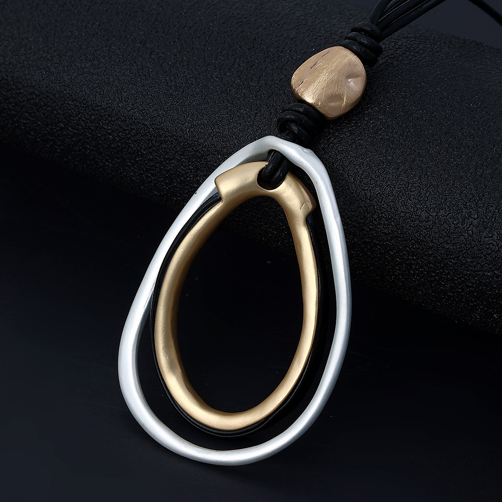 跨境亚马逊欧美外贸爆款金属时尚饰品项链女简约吊坠长款毛衣链详情9