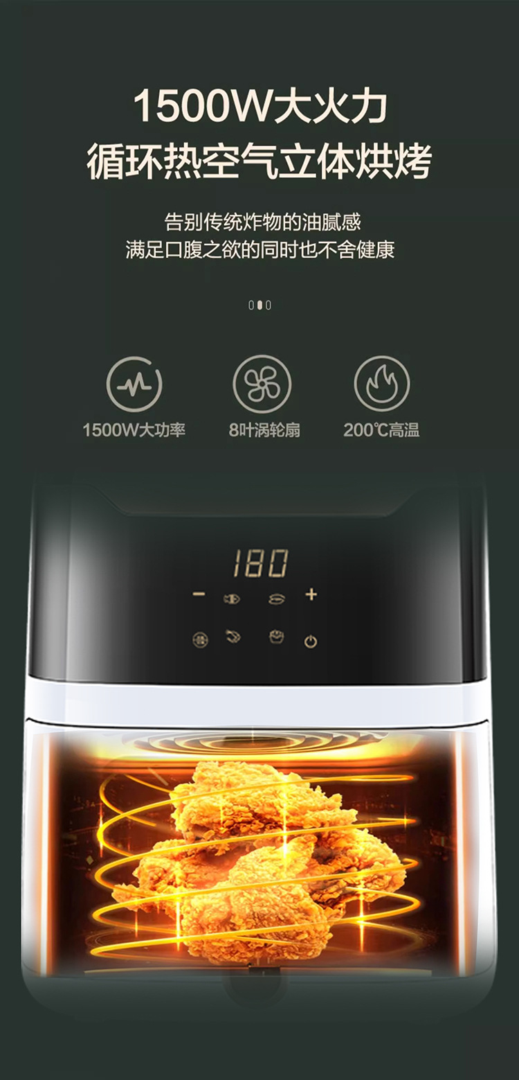 Zhigao air fryer Home New large-capacity intelligent multi-functional fully automatic non-flipping visible electric fryer pic 15